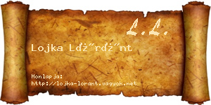 Lojka Lóránt névjegykártya